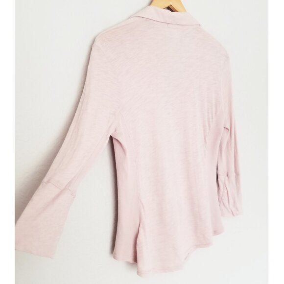 James Perse Sheer Slub Side Panel Shirt Pale Ballerina Pink Size M $185 WUA3042 - Picture 15 of 16
